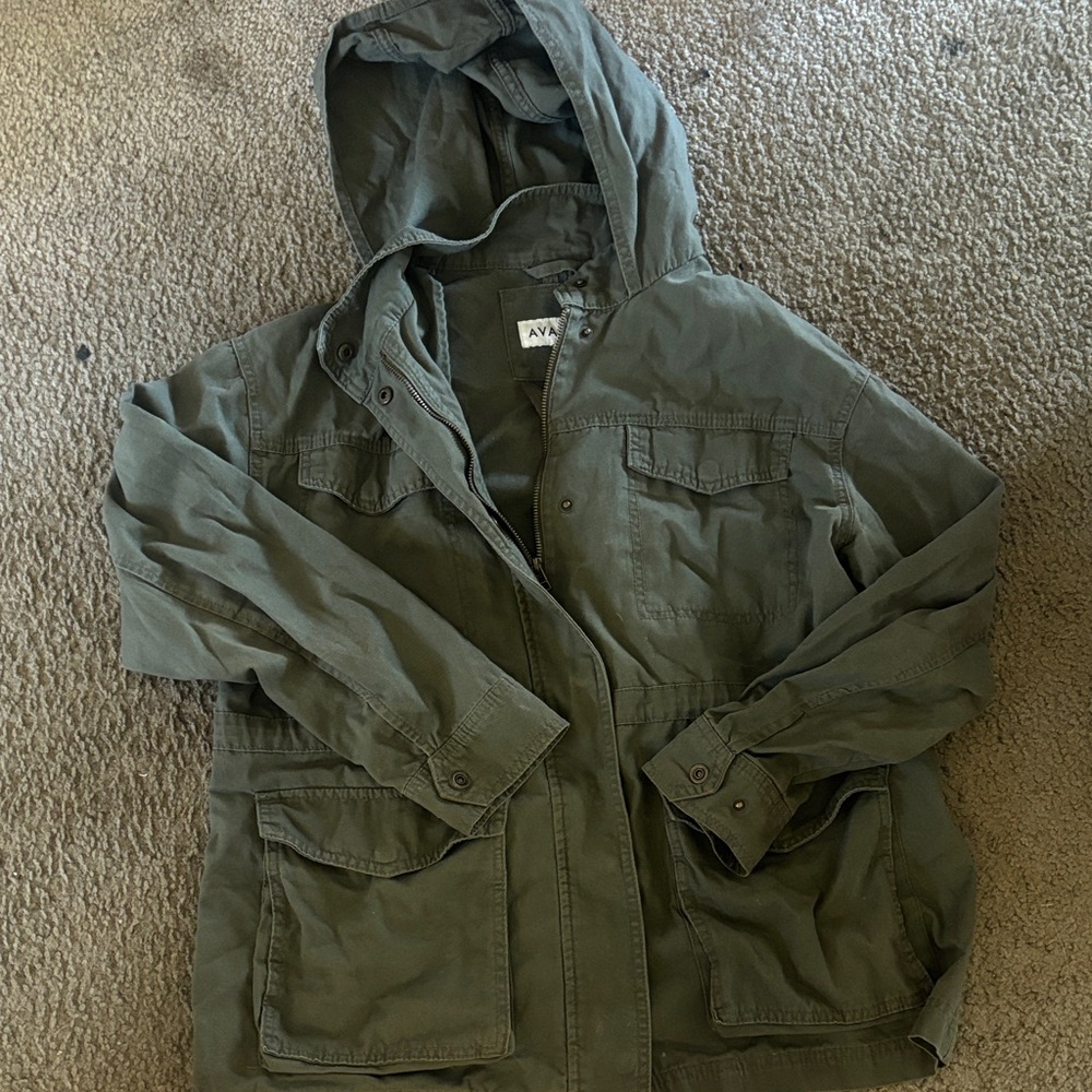 Olive Green Hooded Utility Jacket